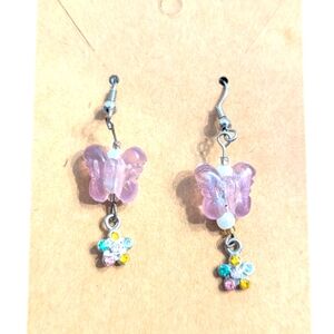 Pastel Butterfly Drop Dangle Earrings 2 inch